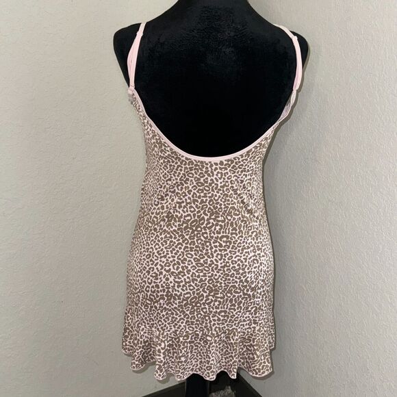 Seda Suave Sleep Dress Women's Medium Pink Leopard Print Bow Slip Lingerie NWT - Picture 4 of 9